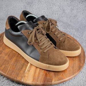 JARED LANG MEN'S BLACK LEATHER & BROWN SUEDE SHOES SZ 44/US 11 EUC MADE IN ITALY